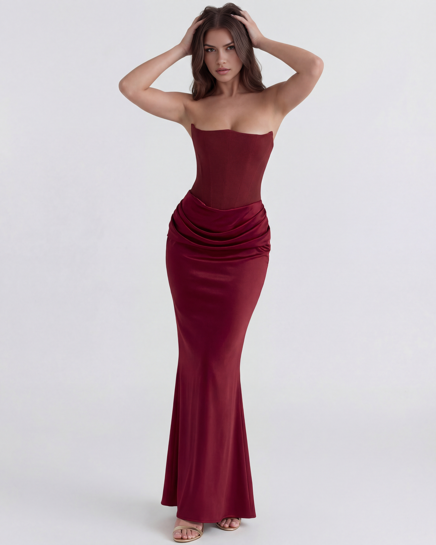 Vestido Rosalind en color burdeos - Cloe Montiel