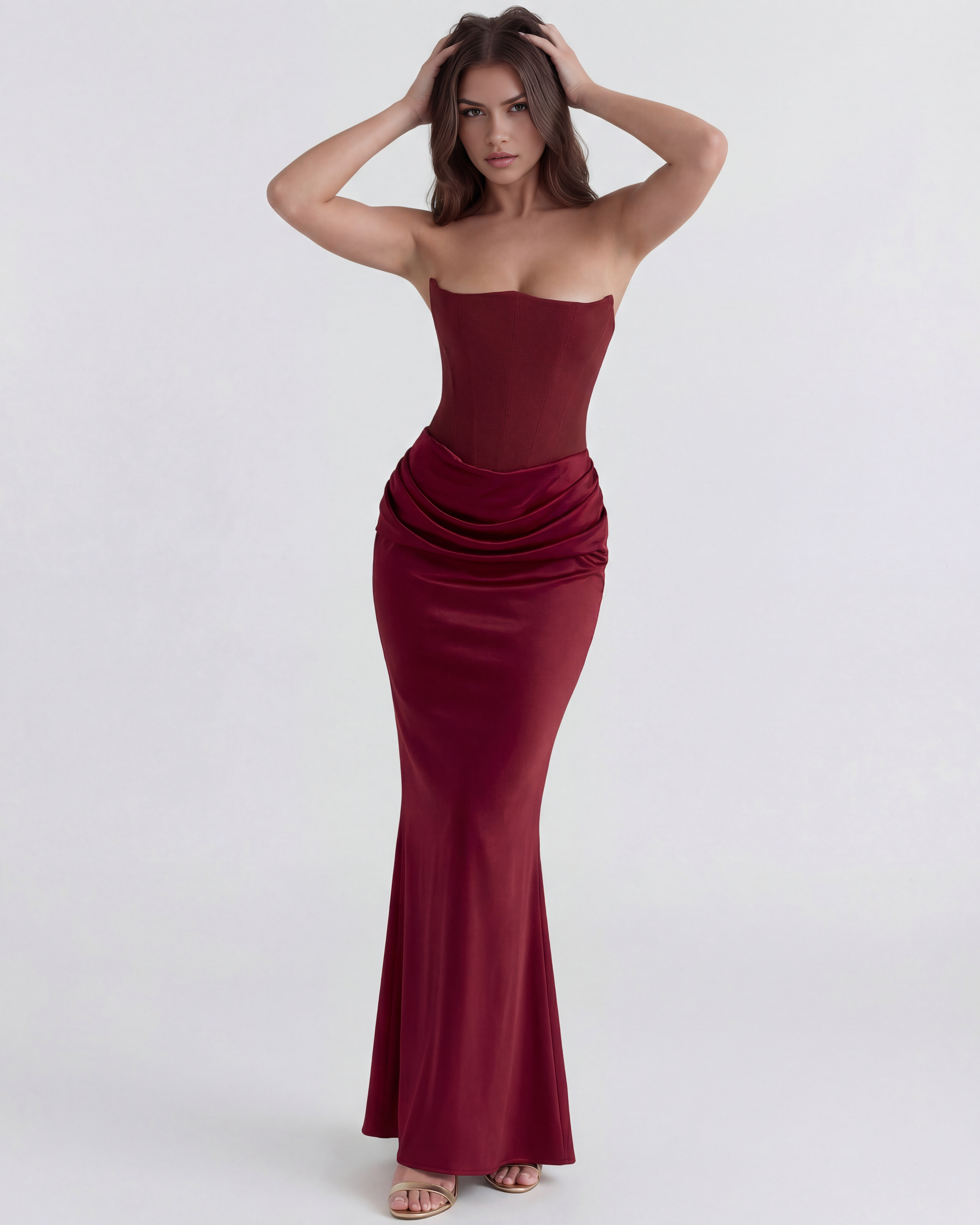 Vestido Rosalind en color burdeos - Cloe Montiel