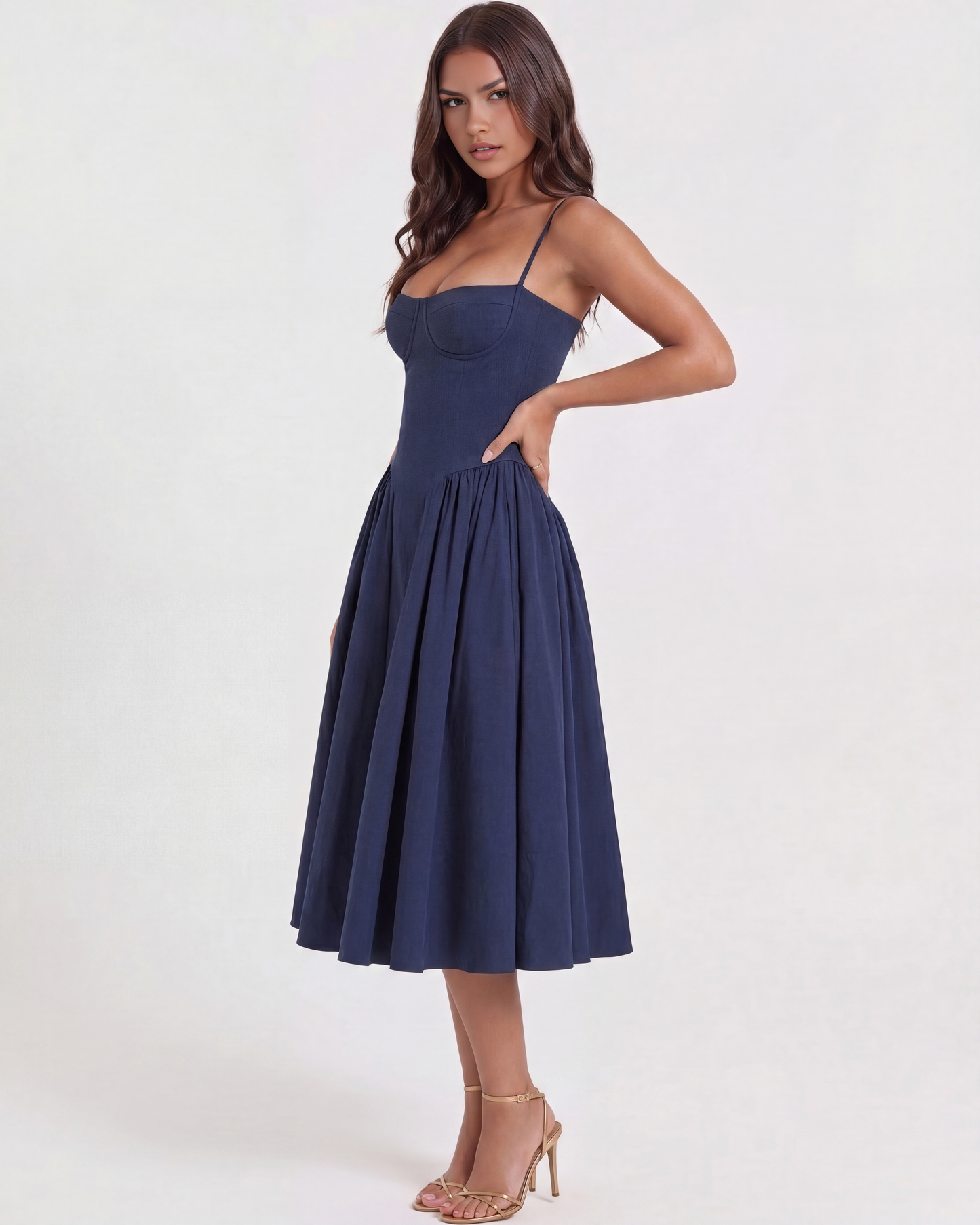 Vestido Francesca en color azul marino - Cloe Montiel