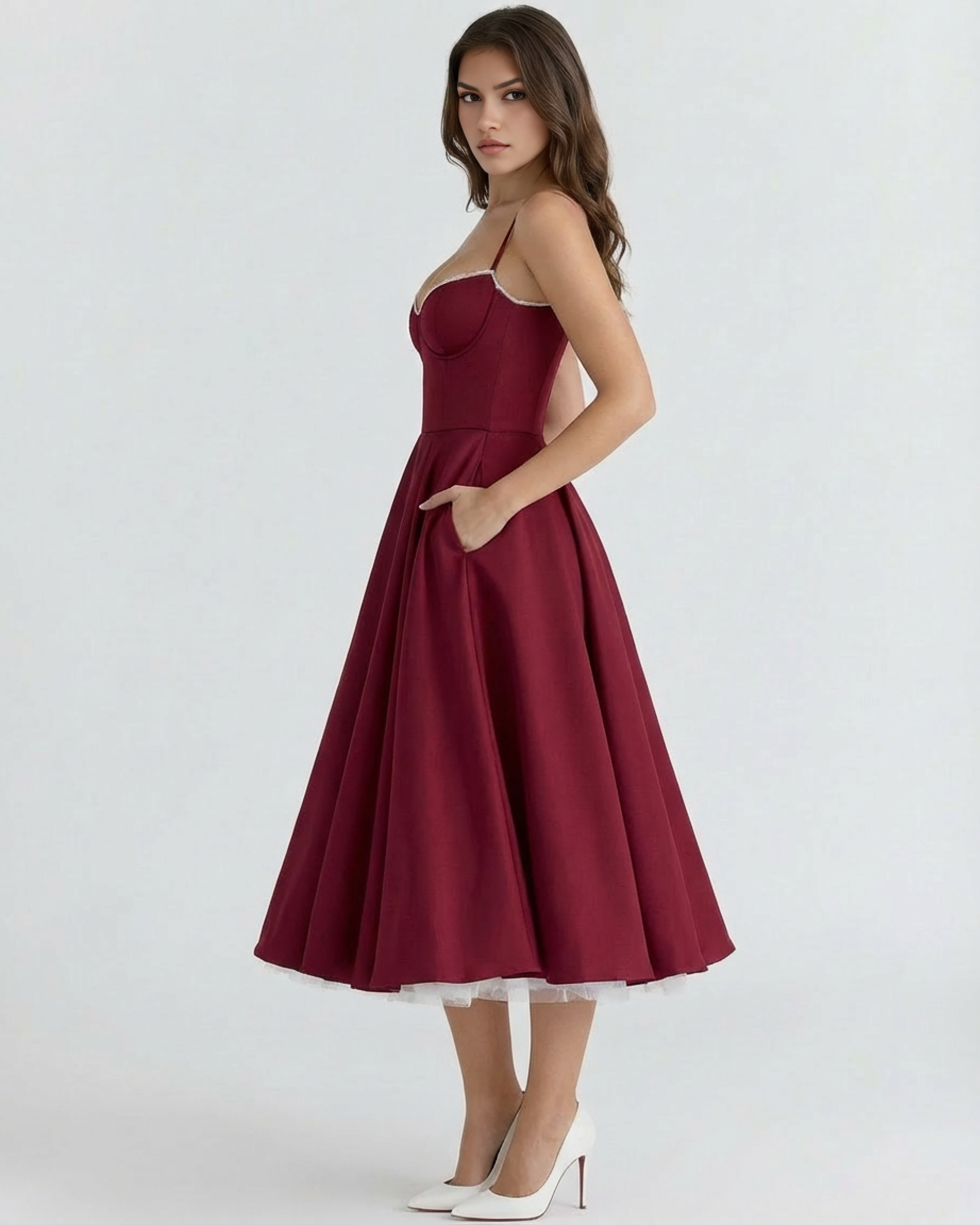 Vestido Selene en color burdeos - Cloe Montiel