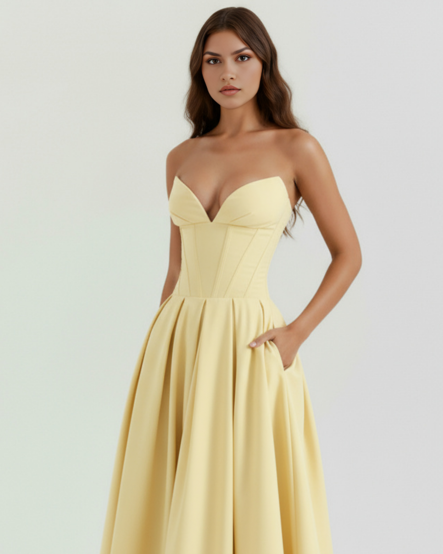 Vestido Amalfi en color amarillo claro - Cloe Montiel
