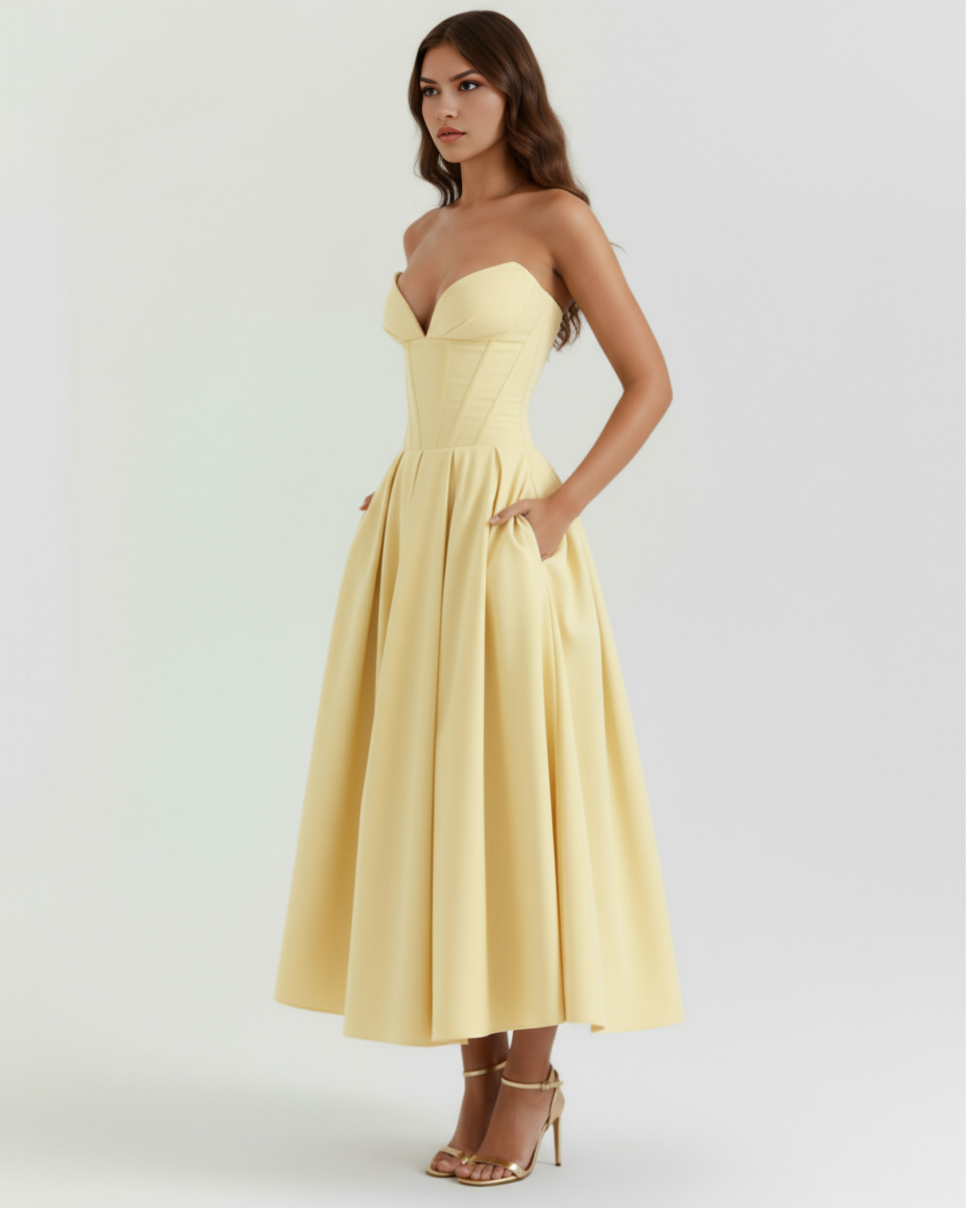 Vestido Amalfi en color amarillo claro - Cloe Montiel