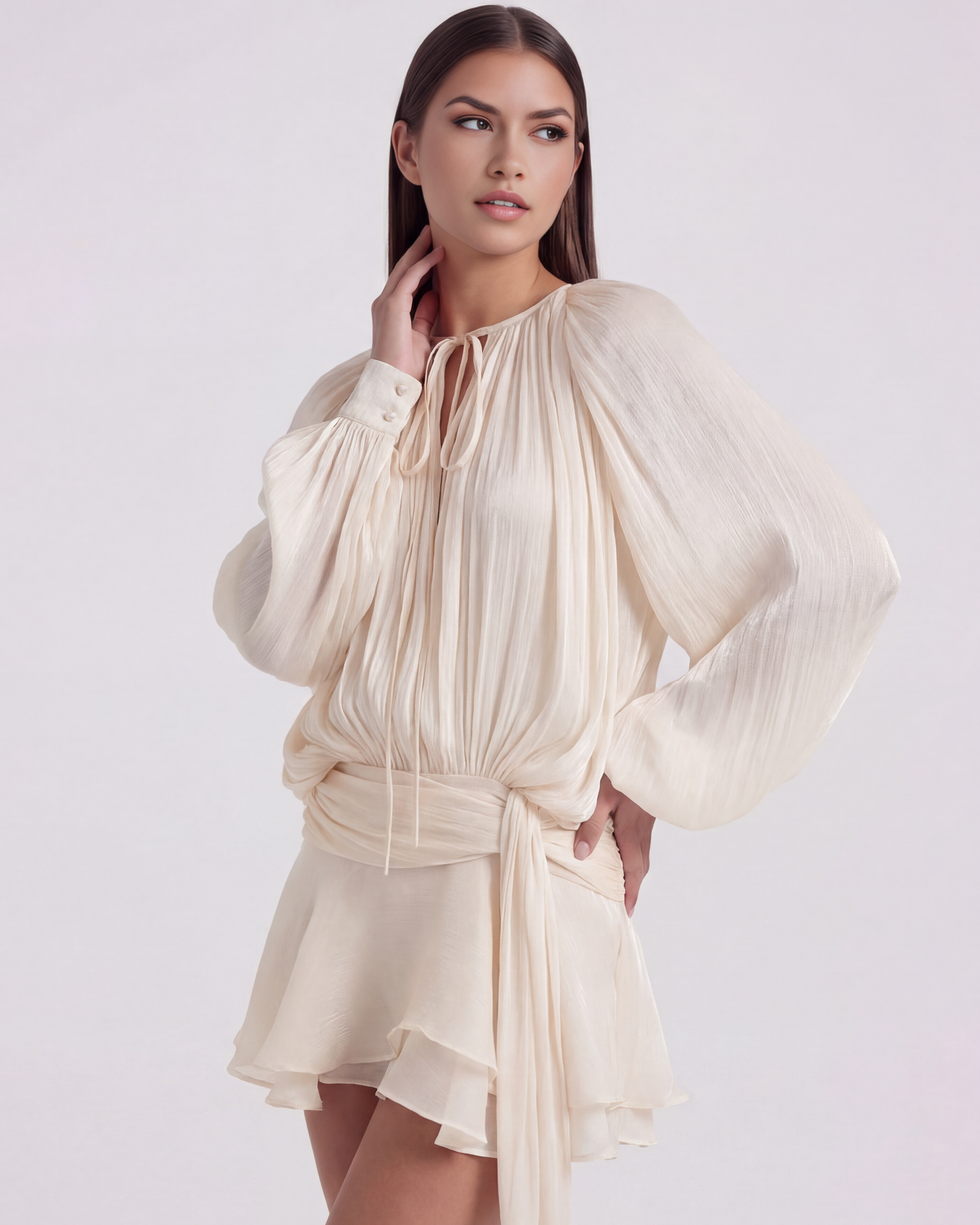 Vestido Giovanna en color crema - Cloe Montiel