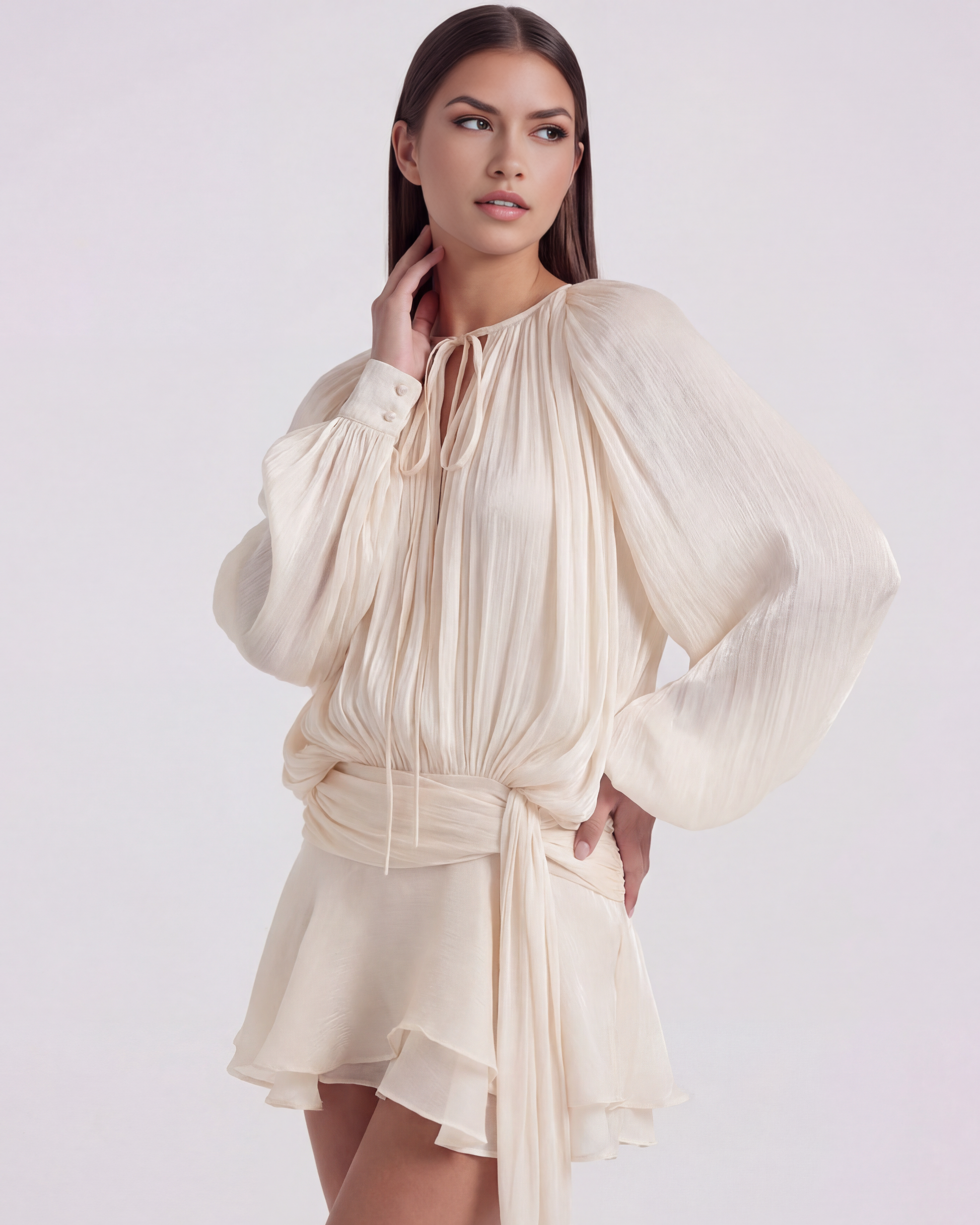 Vestido Giovanna en color crema - Cloe Montiel