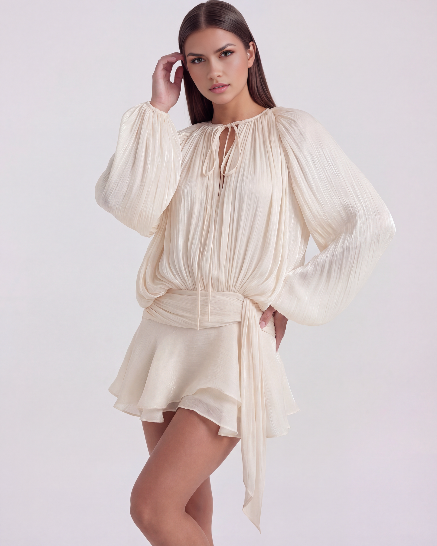 Vestido Giovanna en color crema - Cloe Montiel