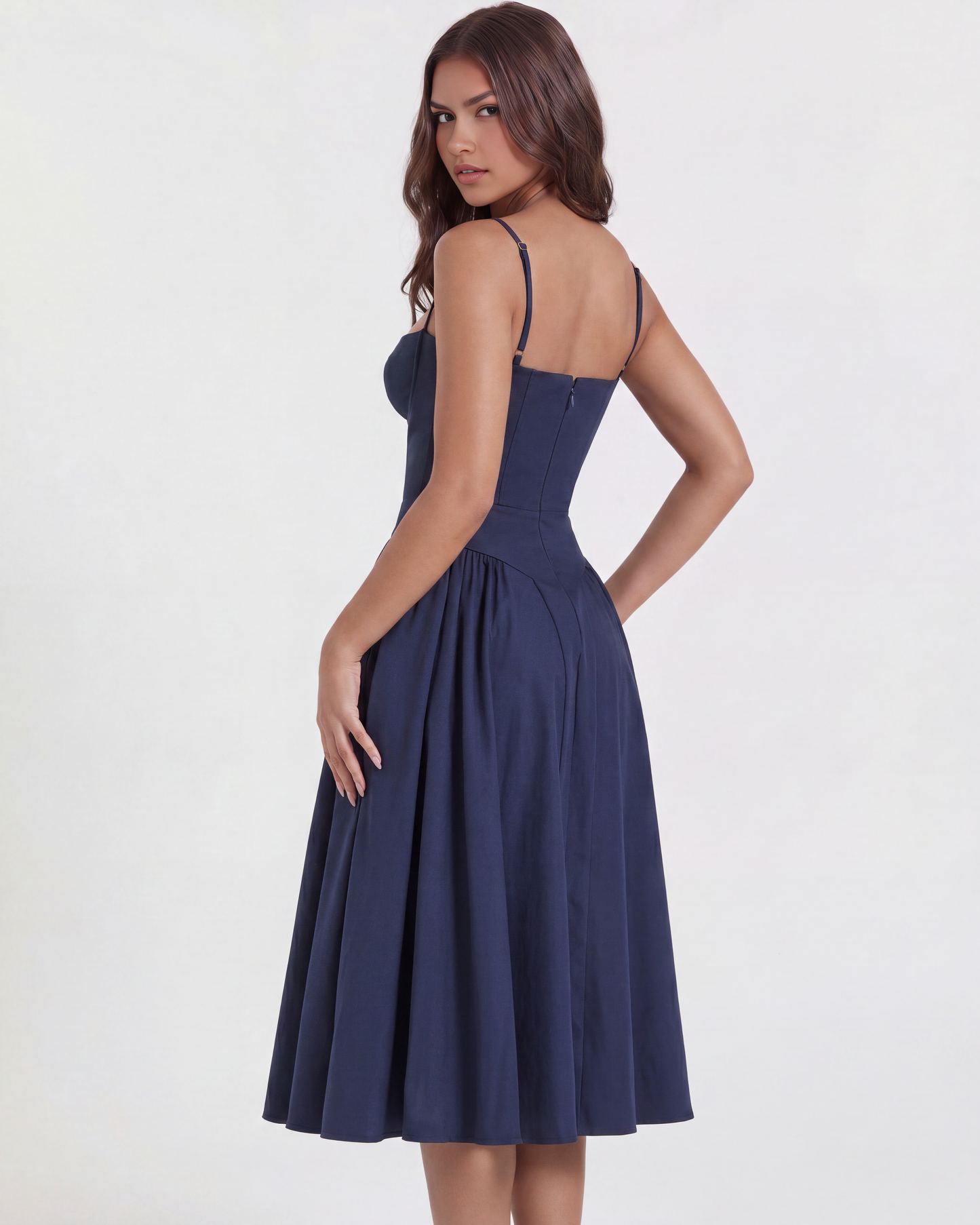 Vestido Francesca en color azul marino - Cloe Montiel