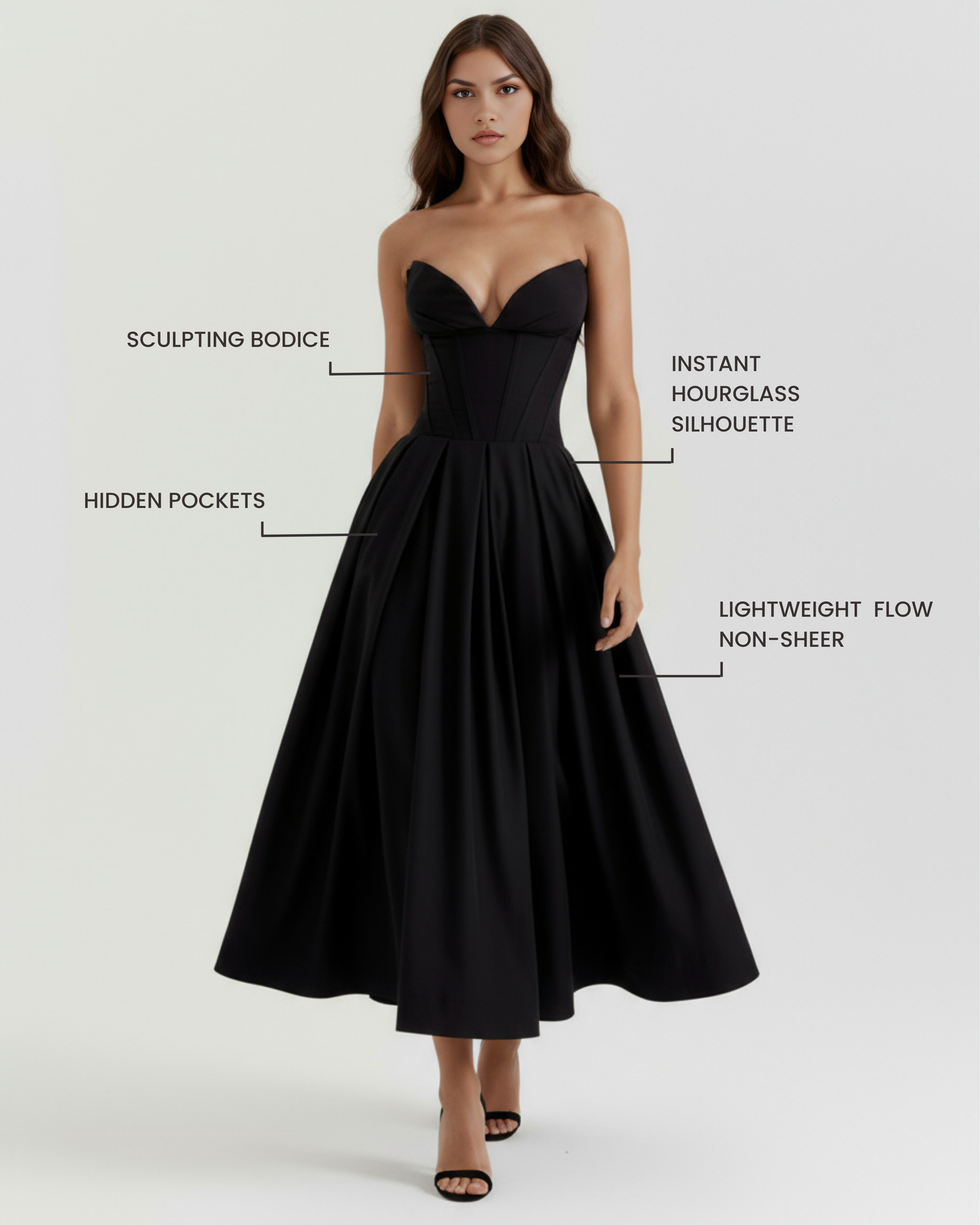 Vestido Amalfi en color negro - Cloe Montiel