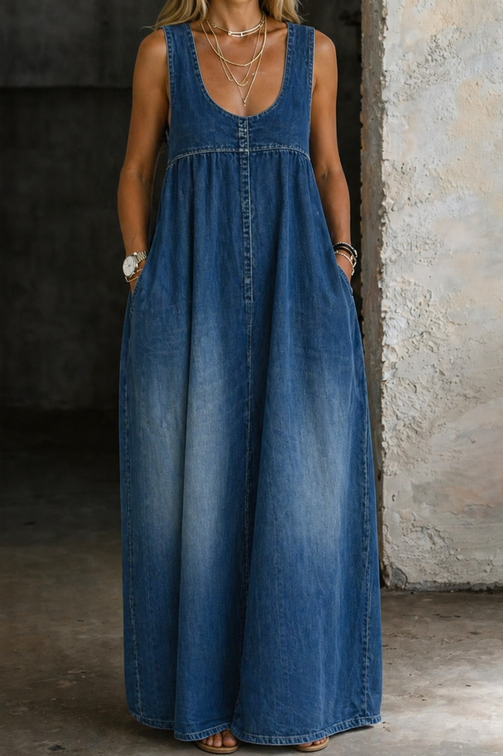 Veronica | Vestido camisero vaquero holgado