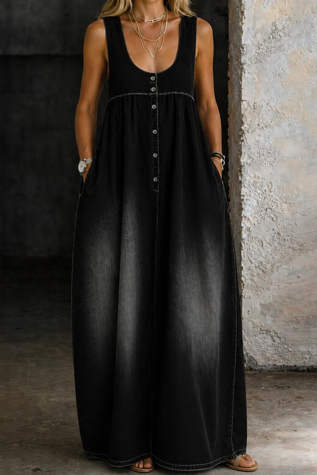 Veronica | Vestido camisero vaquero holgado