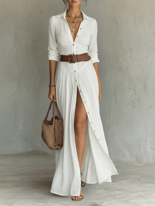 Vestido Maxi plisado blanco