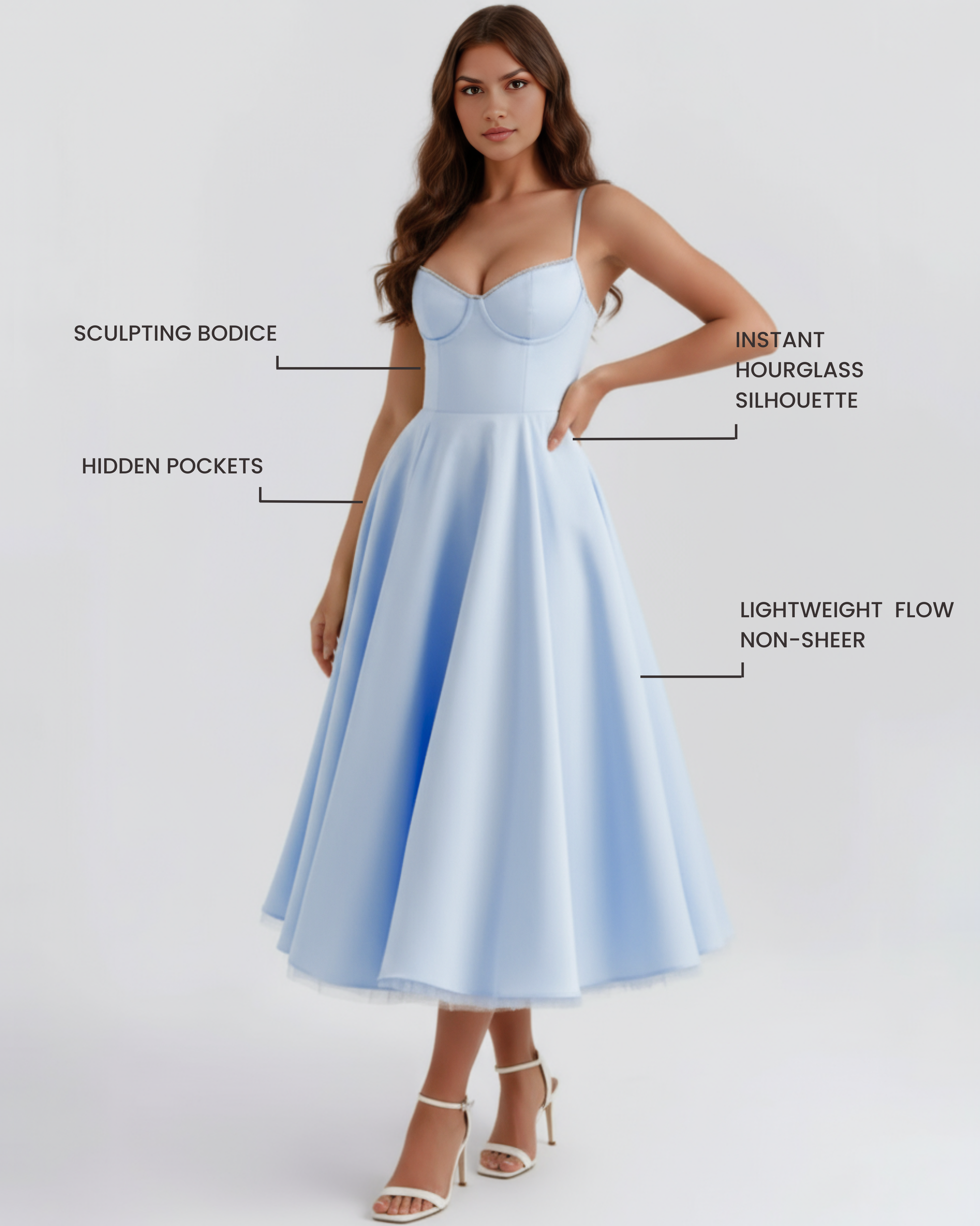 Vestido Selene en color azul bebé - Cloe Montiel