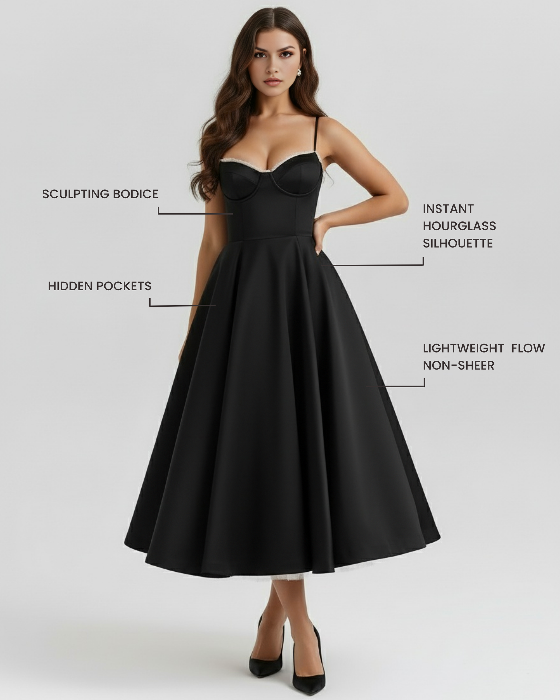 Vestido Selene en color negro - Cloe Montiel