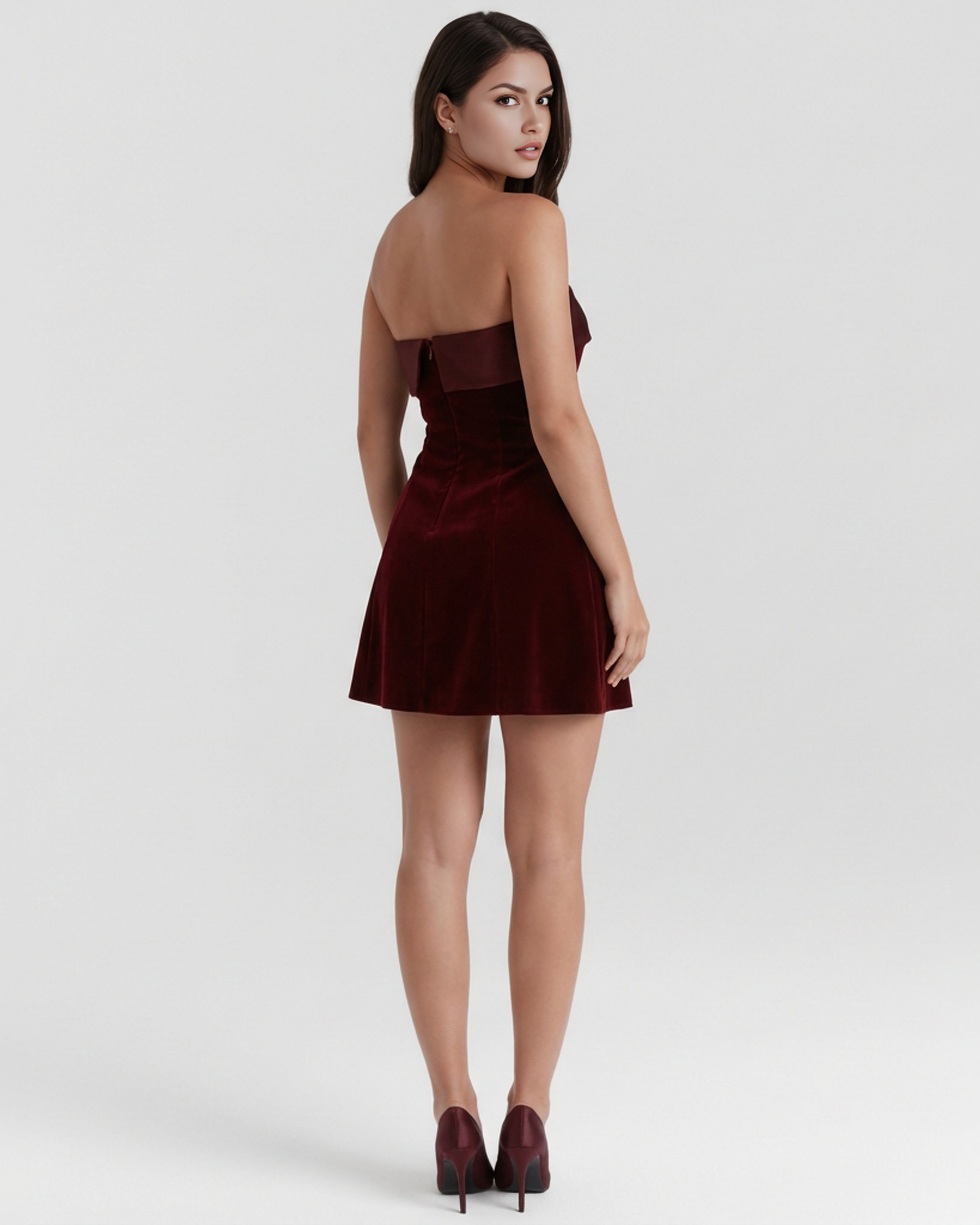 Vestido Valentina en color burdeos - Cloe Montiel