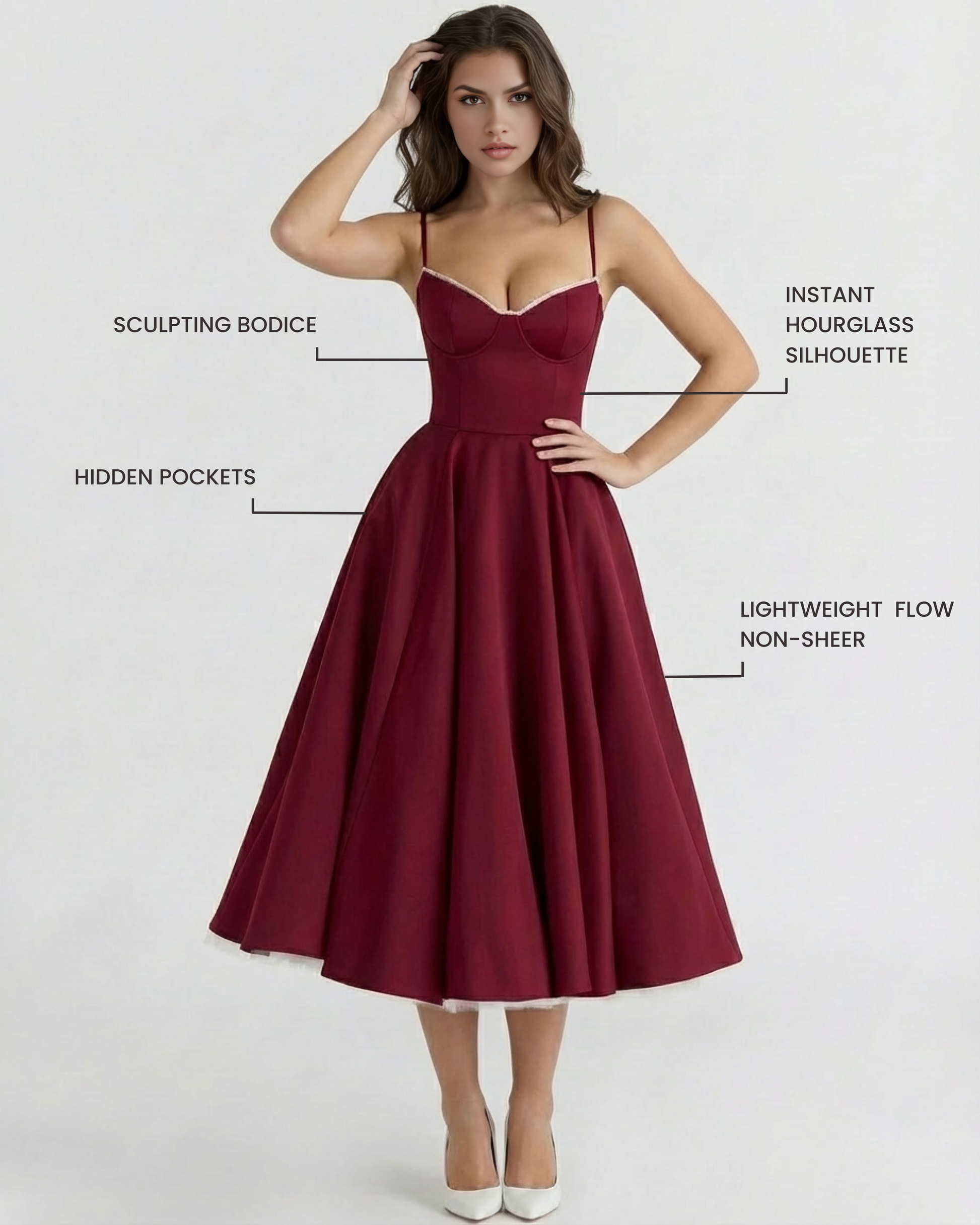 Vestido Selene en color burdeos - Cloe Montiel