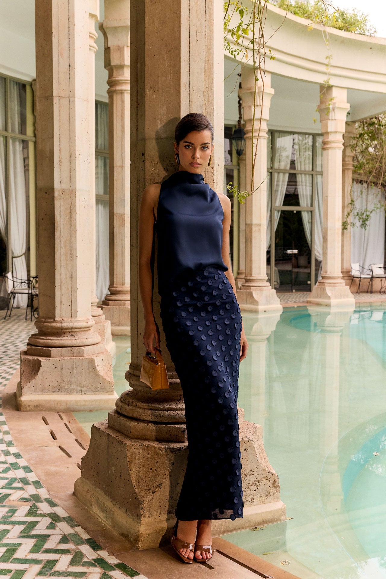 Falda midi azul