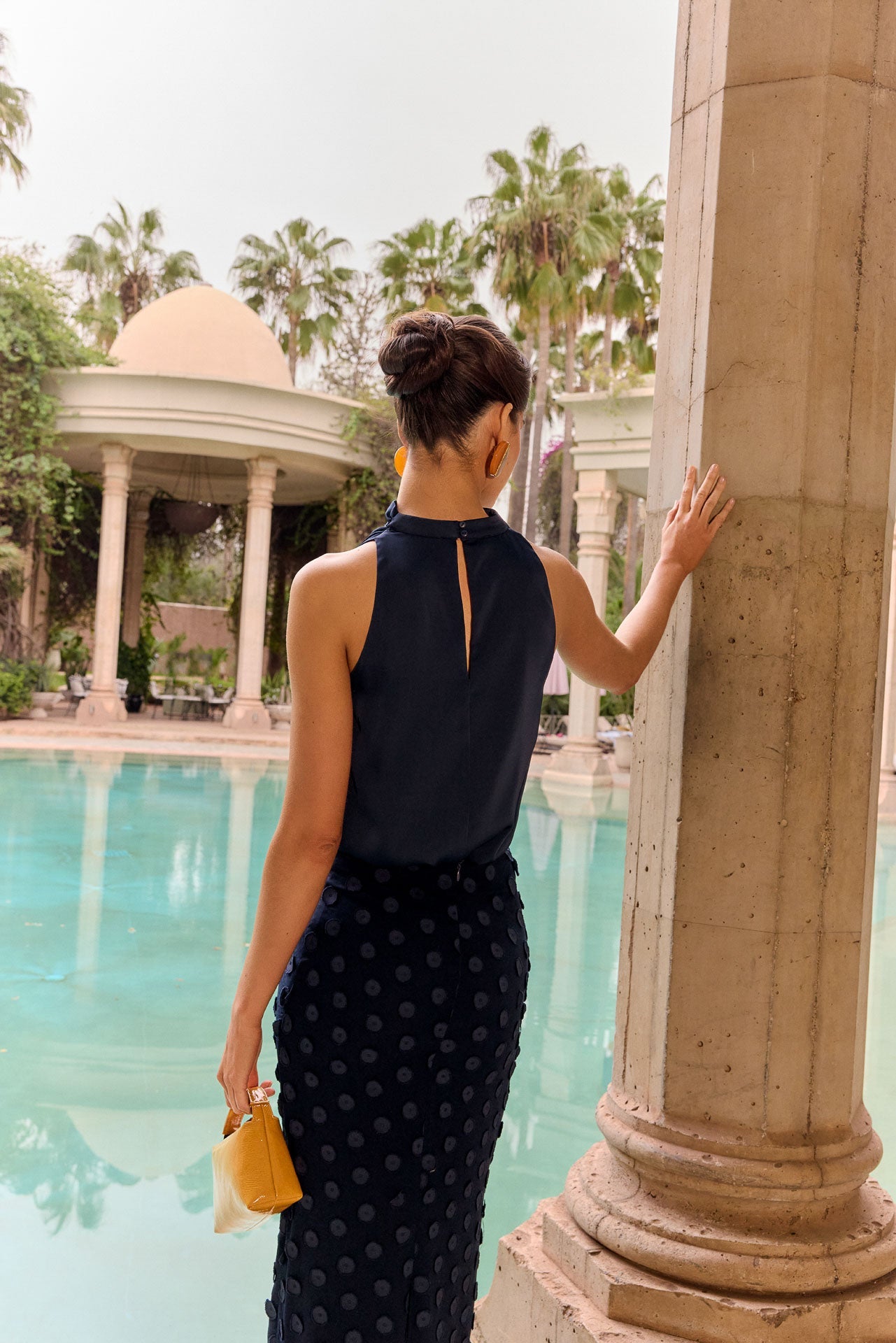 Top elegante azul