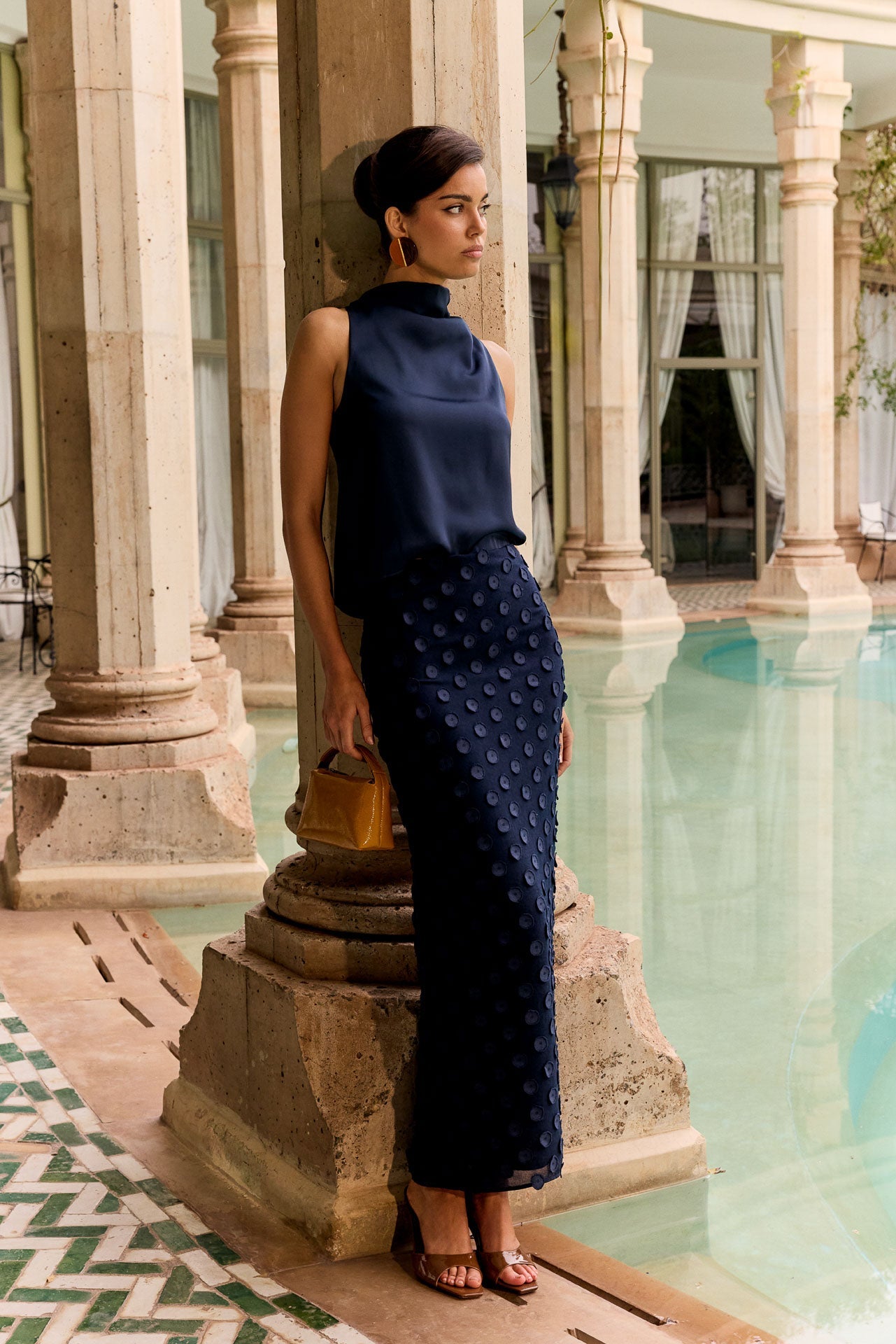 Top elegante azul