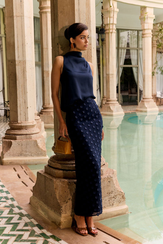Falda midi azul
