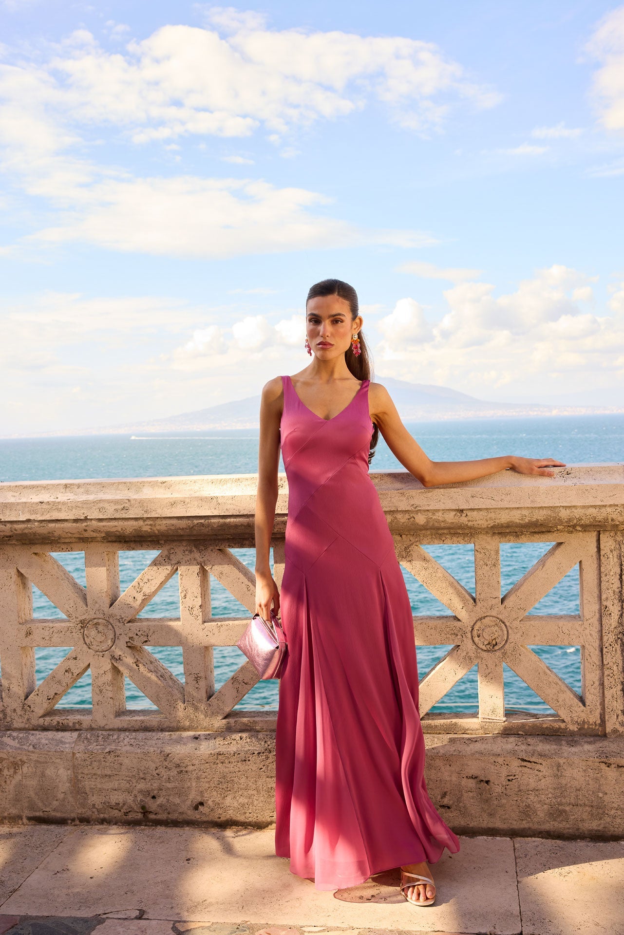 Vestido largo rosé