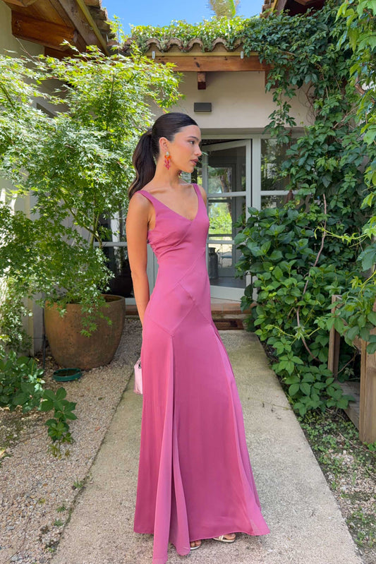 Vestido largo rosé