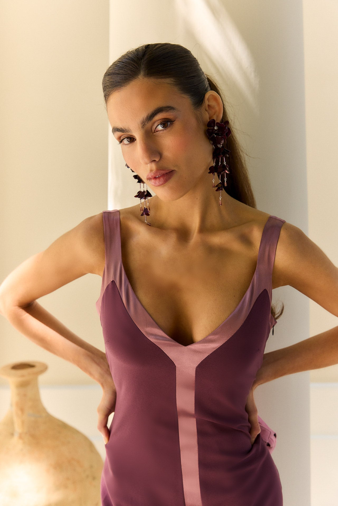 Vestido largo burdeos