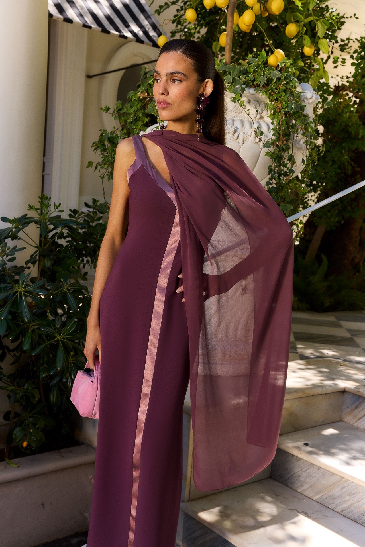 Vestido largo burdeos