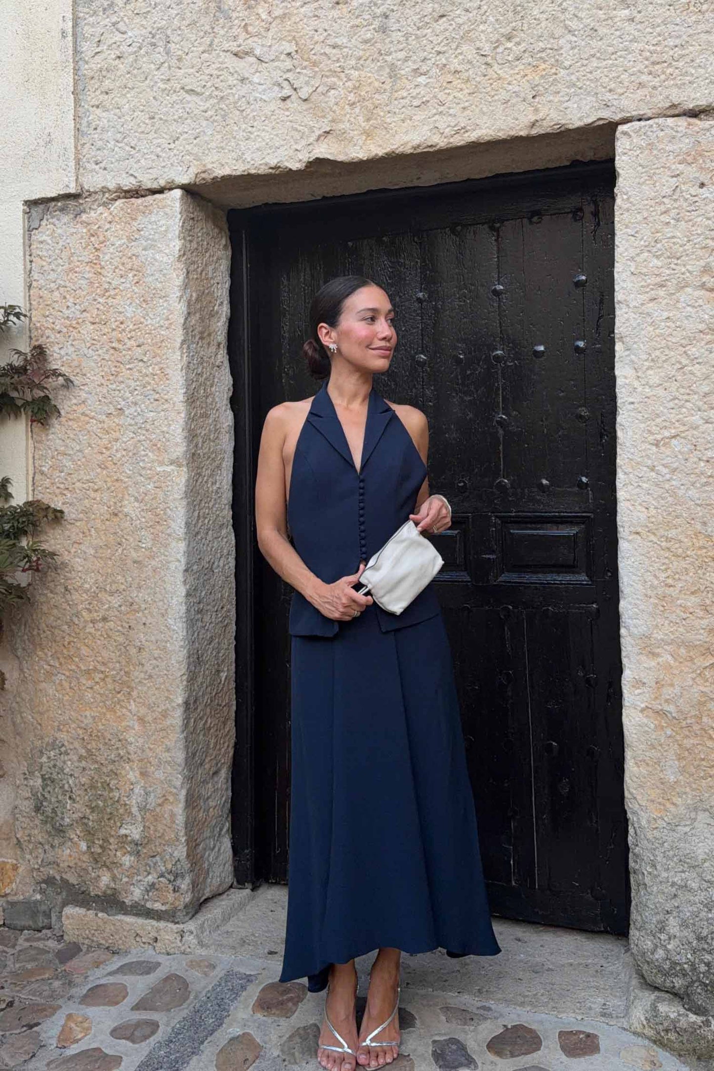 Falda midi marina