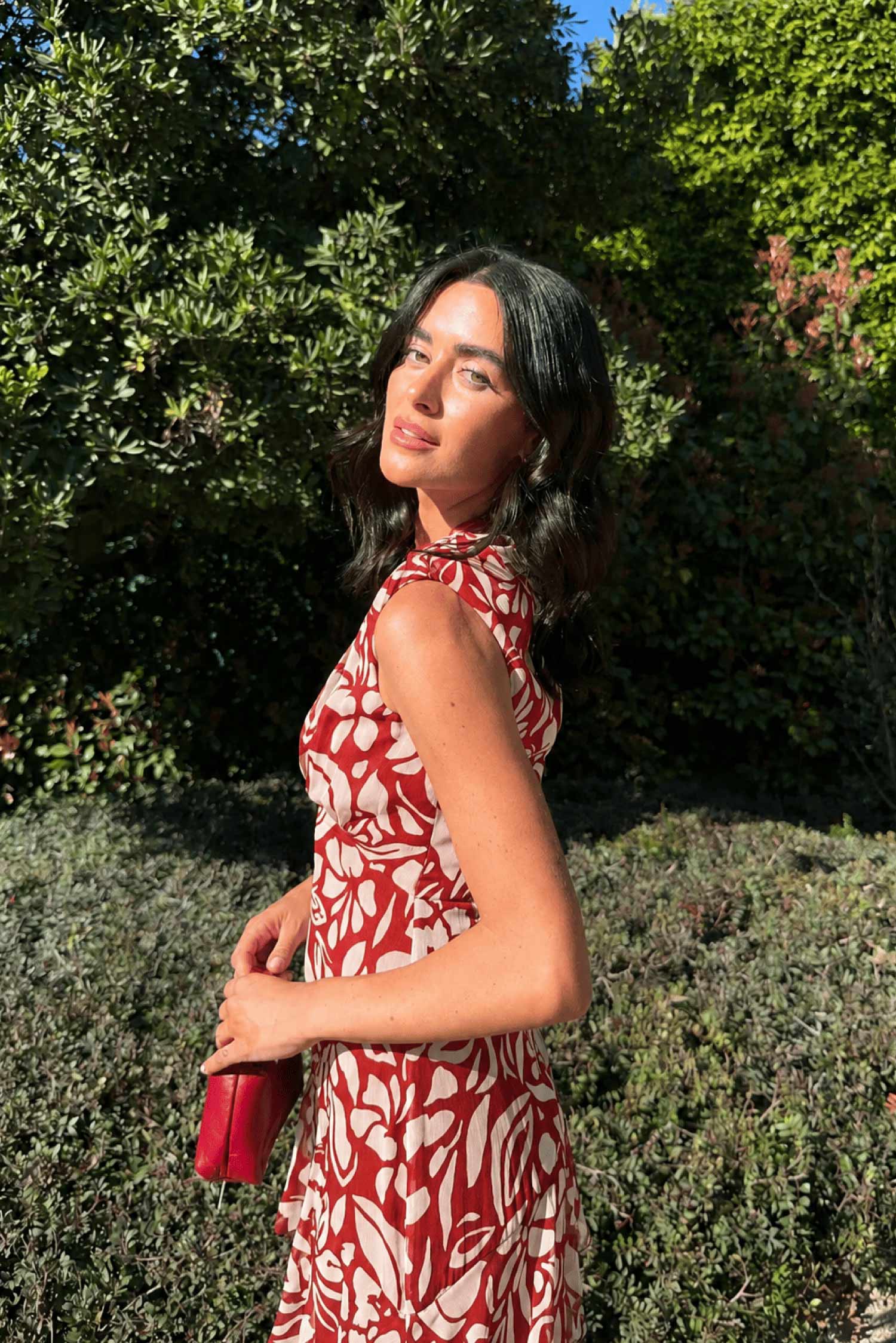 Vestido midi rojo fluido