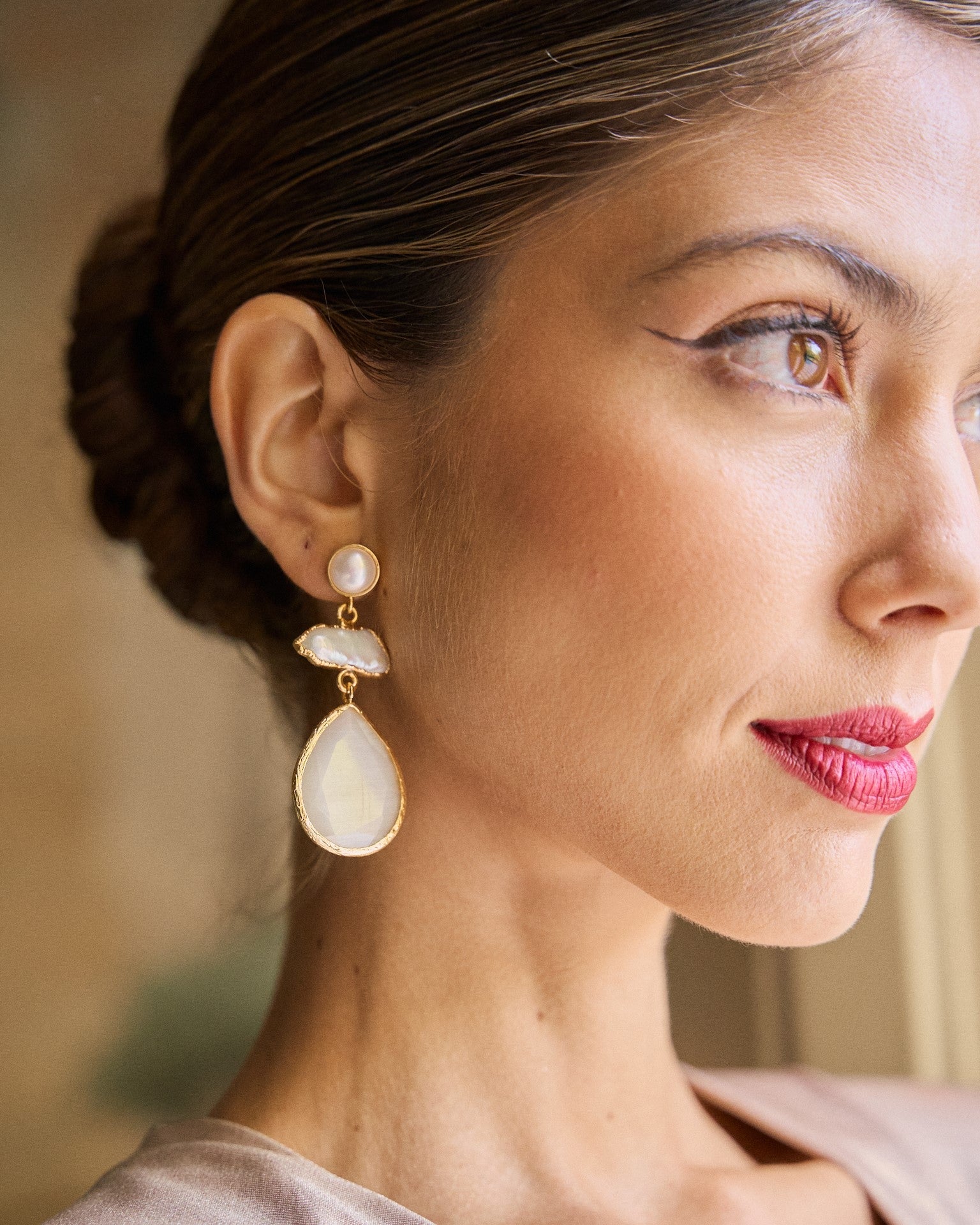 Pendientes Eva Beige