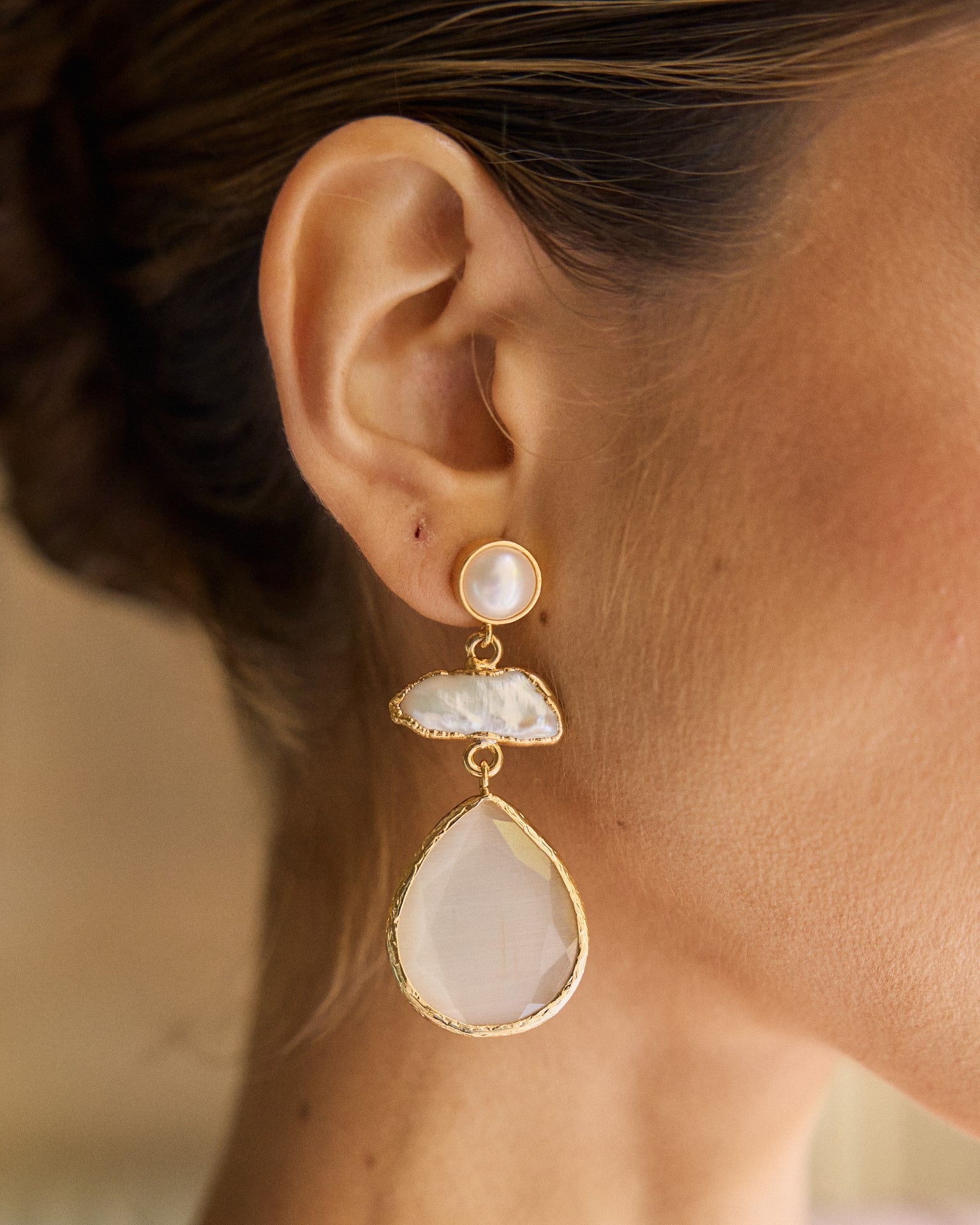 Pendientes Eva Beige