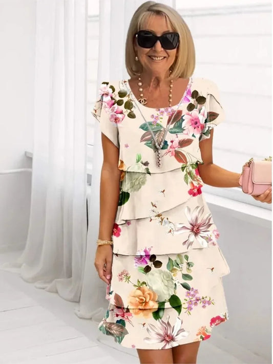 Camille | Vestido blanco elegante y fluido con volantes