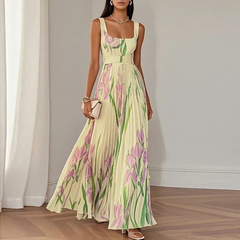 LYRA | Vestido maxi floral elegante con silueta de vuelo favorecedora