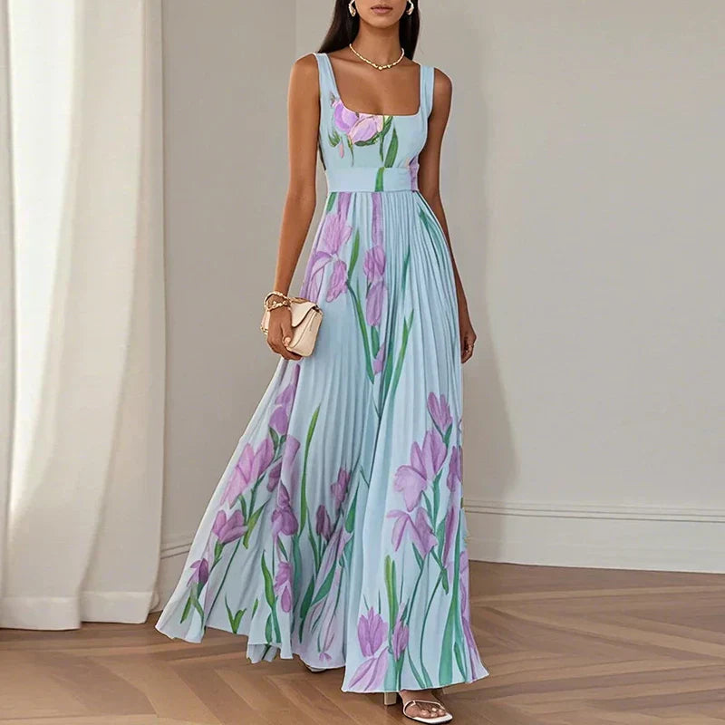 LYRA | Vestido maxi floral elegante con silueta de vuelo favorecedora