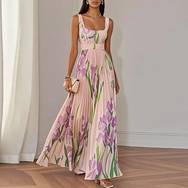 LYRA | Vestido maxi floral elegante con silueta de vuelo favorecedora