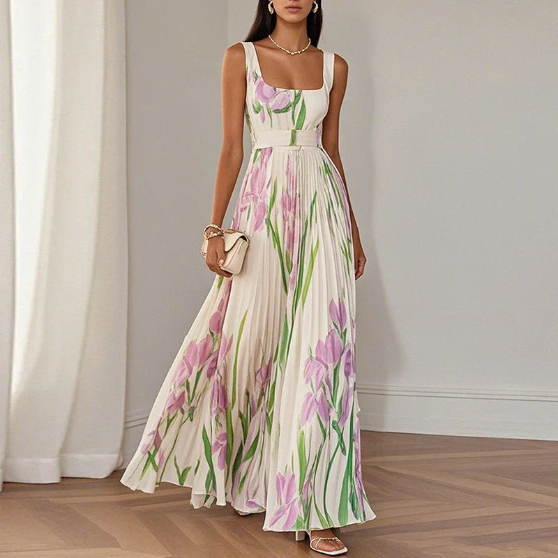LYRA | Vestido maxi floral elegante con silueta de vuelo favorecedora