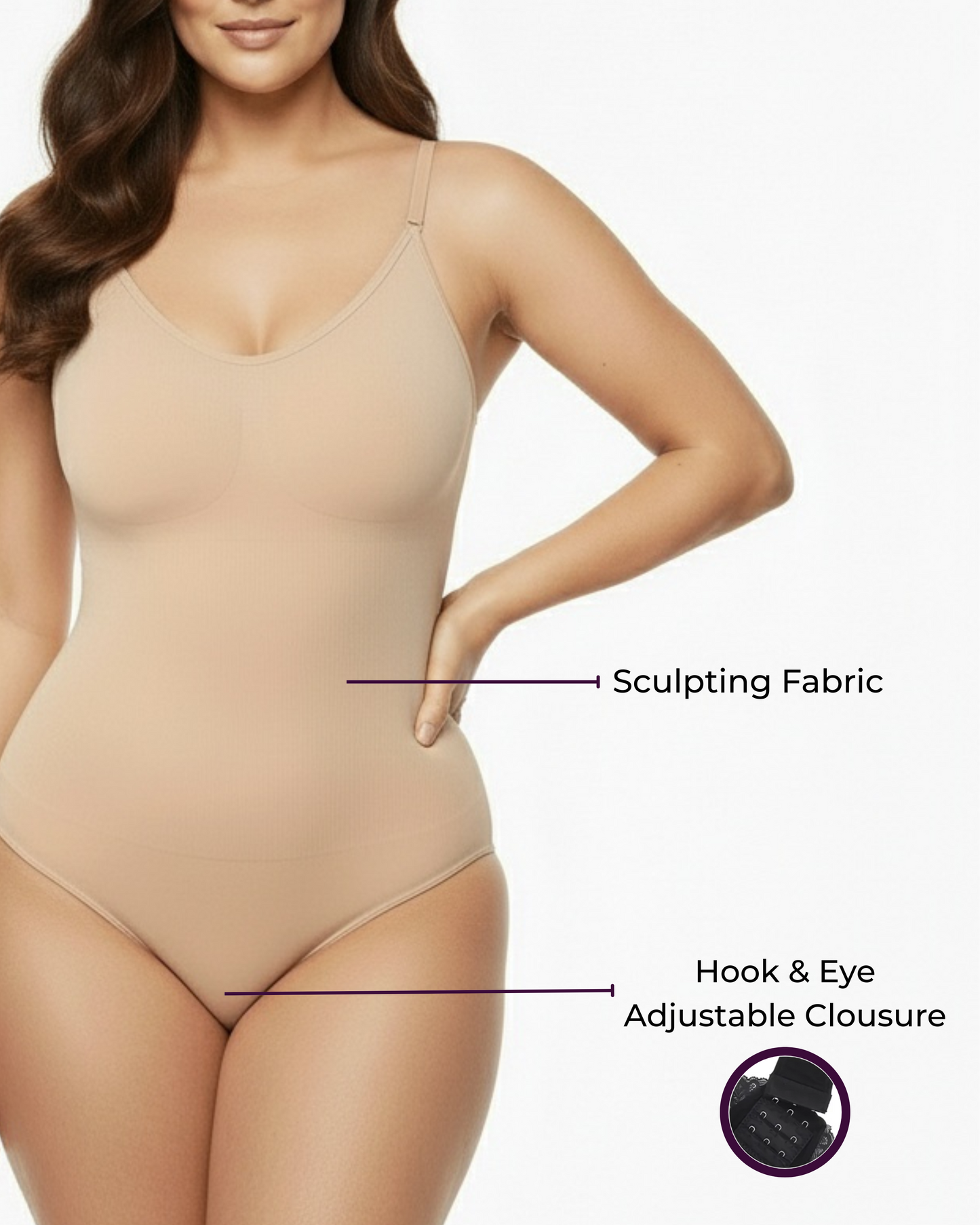 Snatched Shapewear Bodysuit en color beige - Cloe Montiel