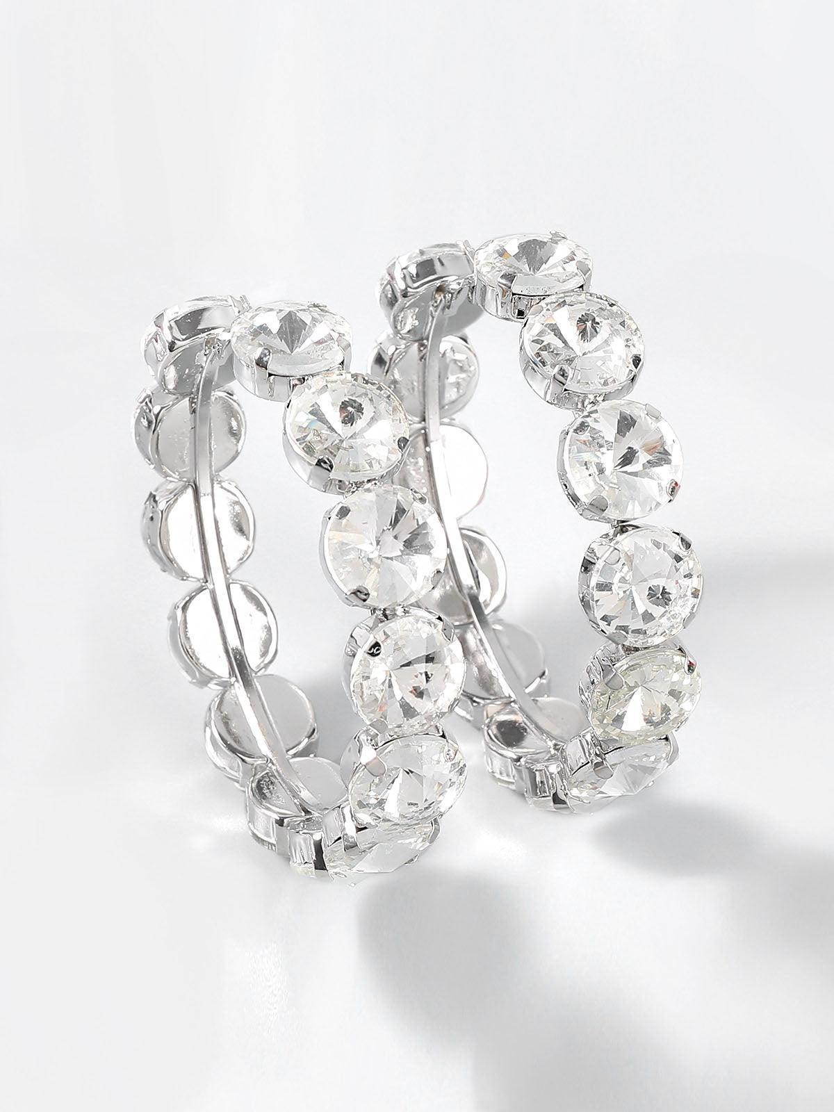 Pendientes Terra Diamante Hoop Earrings en color plateado - Cloe Montiel