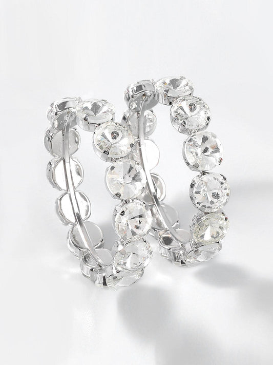 Pendientes Terra Diamante Hoop Earrings en color plateado - Cloe Montiel