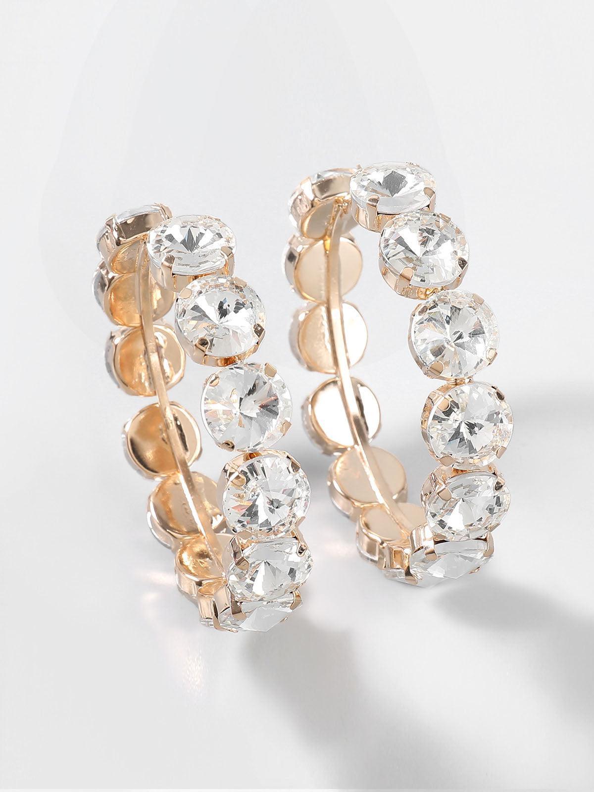 Pendientes Terra Diamante Hoop Earrings en color dorado - Cloe Montiel