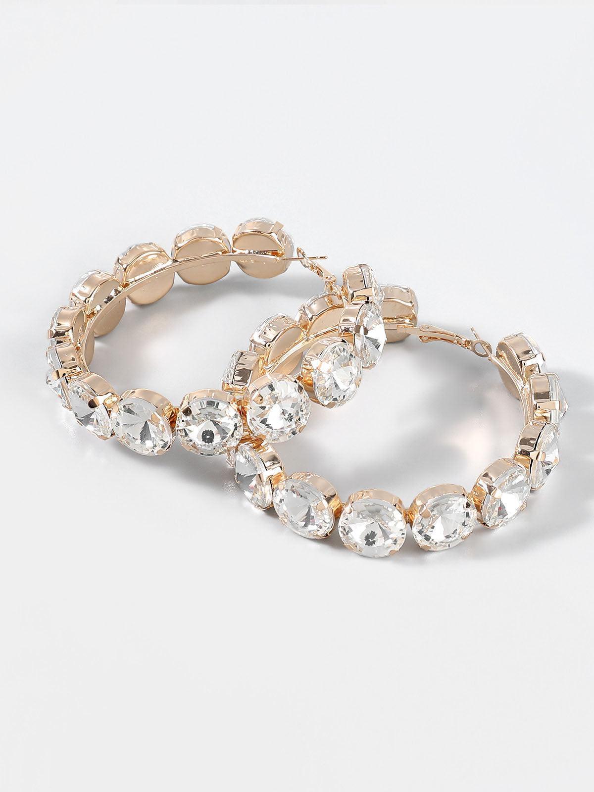 Pendientes Terra Diamante Hoop Earrings en color dorado - Cloe Montiel
