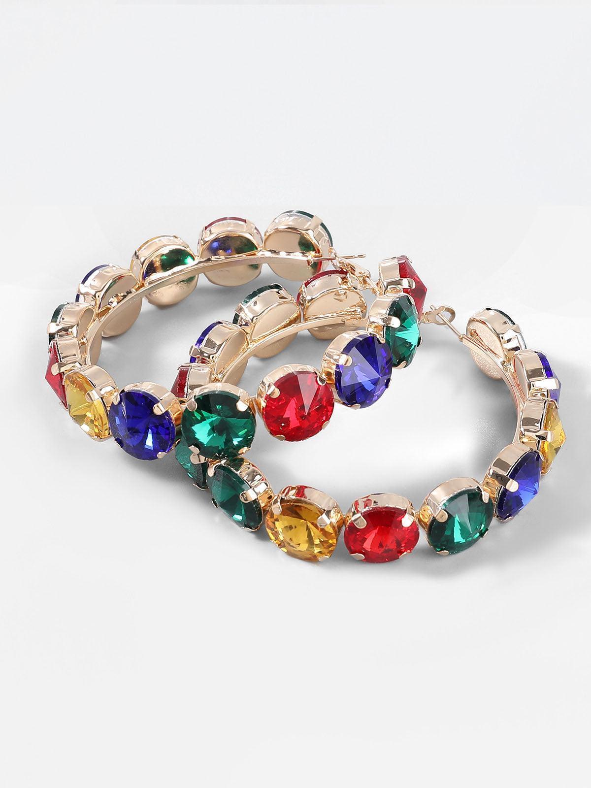 Pendientes Terra Diamante Hoop Earrings en color aurora boreal - Cloe Montiel