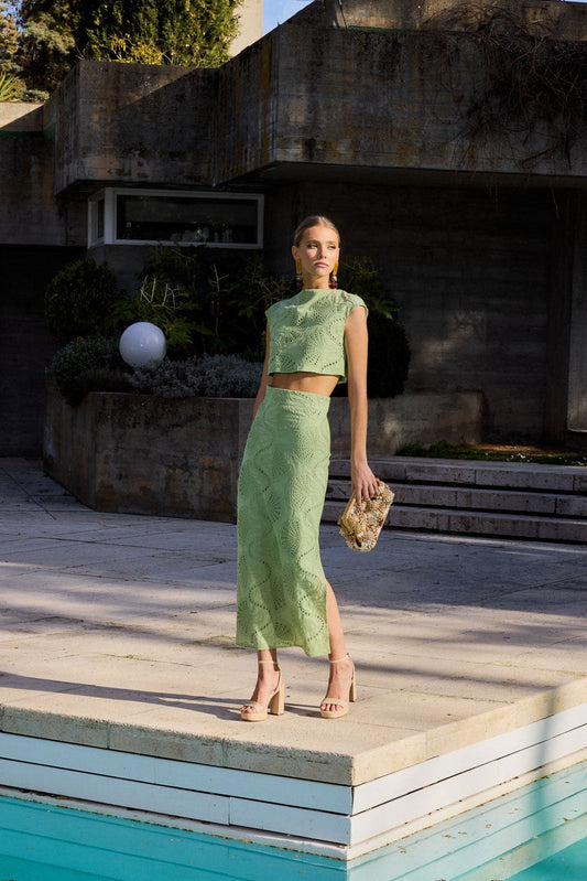 Falda midi verde 3