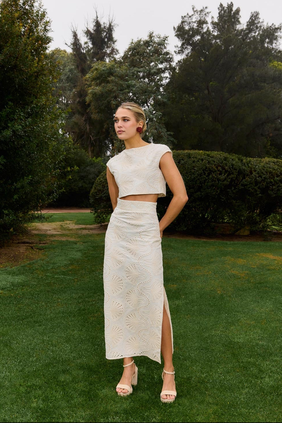 Falda midi blanco